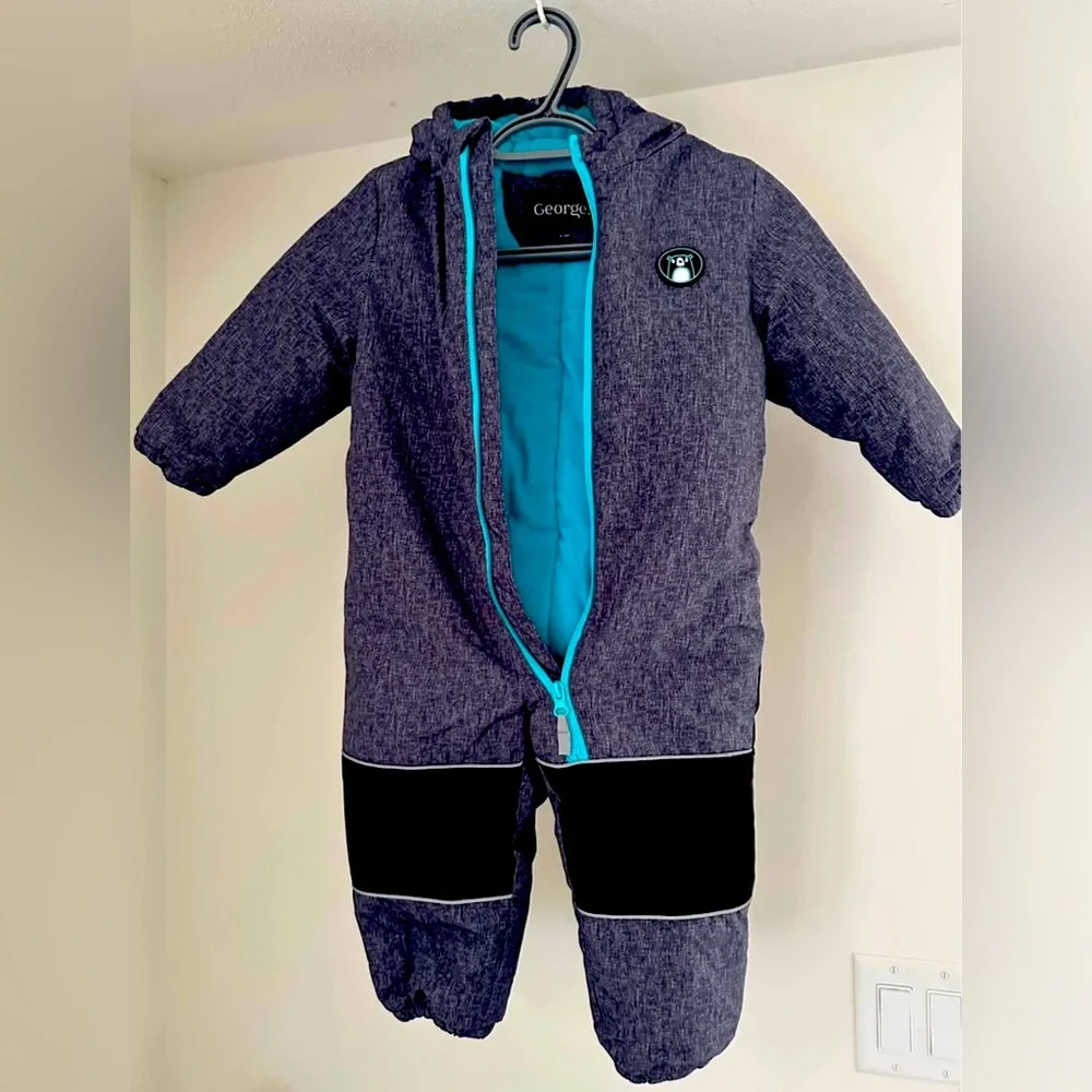 George Kids One Piece Footie - Gray and Black - Picture 1 of 3
